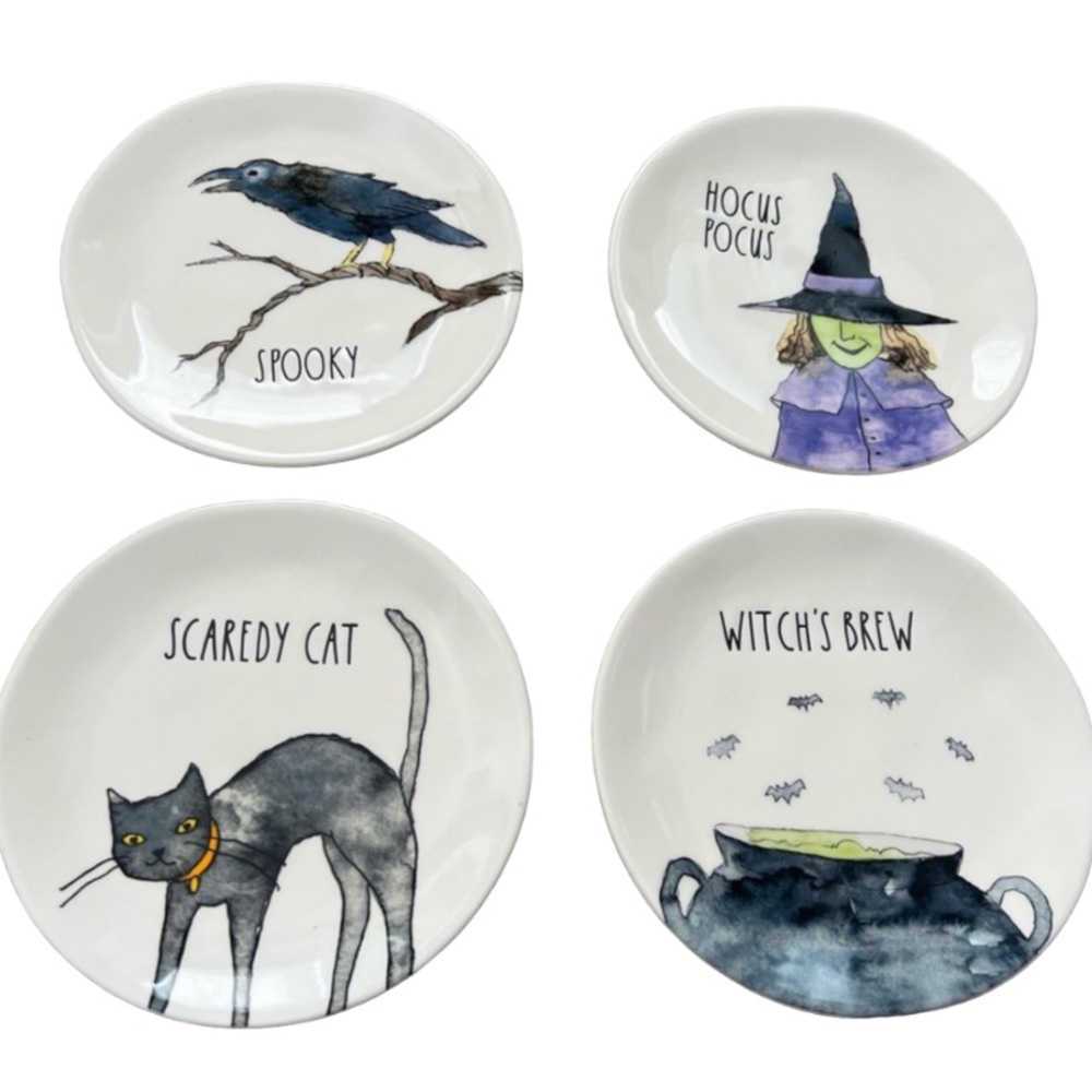 NEW Rae Dunn Ceramic Set of 4 Halloween Plates 🧙♀️ - Picture 3 of 6